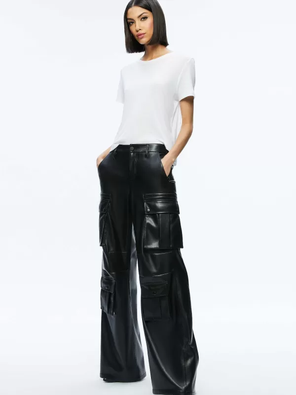 Women Alice and Olivia Joette Vegan Leather Cargo Pant