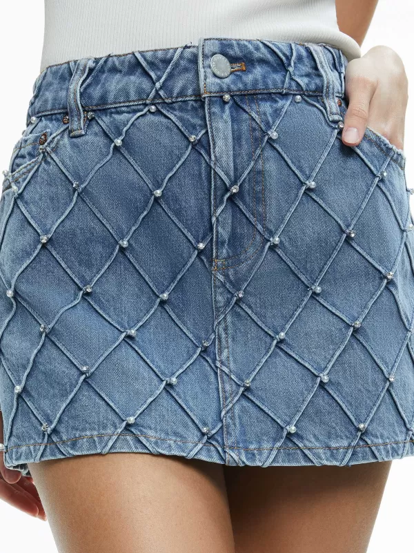 Women Alice and Olivia Joss High Rise Quilted Embellished Mini Skirt