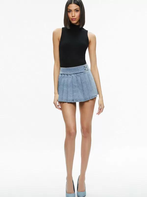 Women Alice and Olivia Justine Rolled Cuff Blazer + Noah Denim Pleated Skort