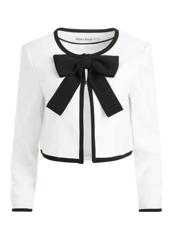 Women Alice and Olivia Kidman Bow Front Cropped Jacket