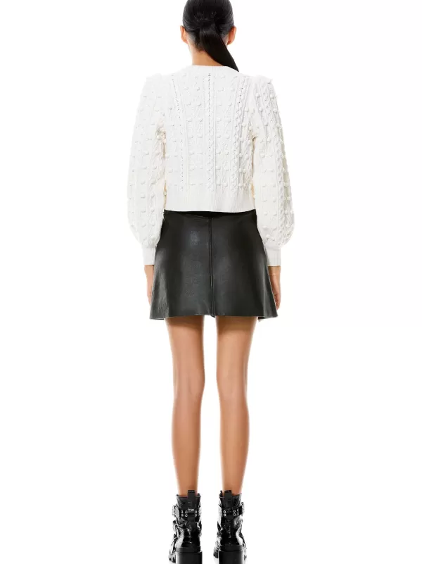 Women Alice and Olivia Kitty Puff Sleeve Cardigan