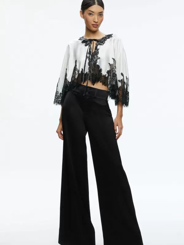 Women Alice and Olivia Loree Lace Tie Front Cropped Jacket