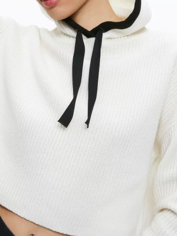 Women Alice and Olivia Lumi Ribbed Knit Hoodie