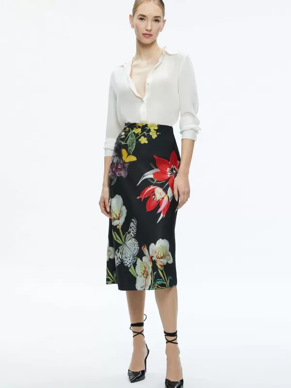 Women Alice and Olivia Maeve Midi Slip Skirt