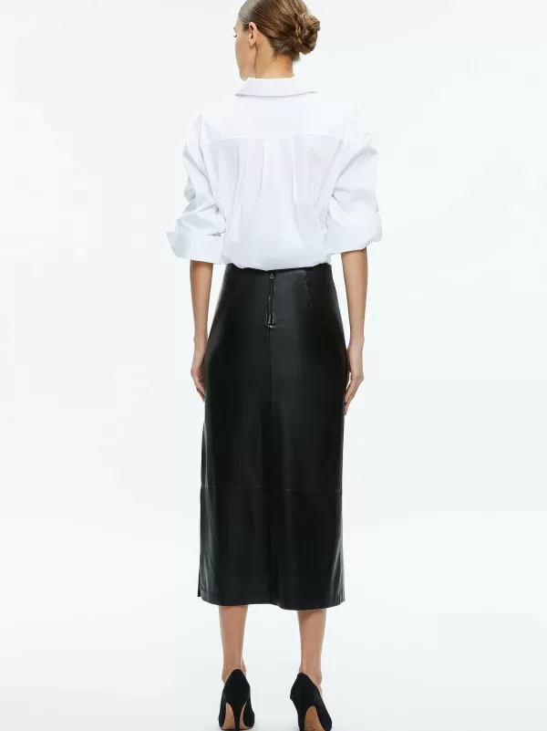 Women Alice and Olivia Maeve Vegan Leather Midi Skirt