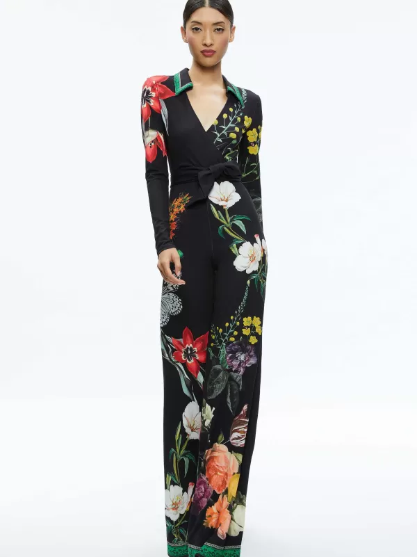 Women Alice and Olivia Melinda Wide Leg Wrap Jumpsuit