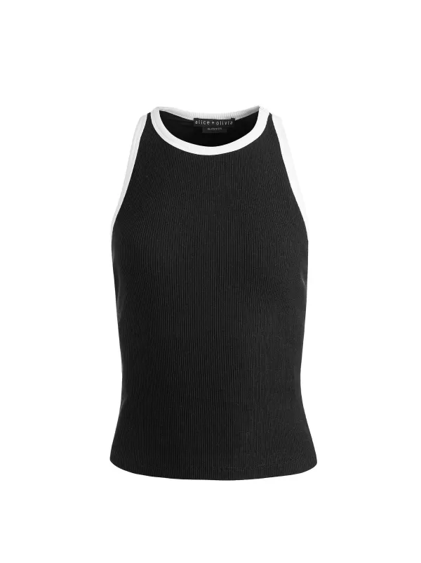 Women Alice and Olivia Mirtha Ribbed Racerback Tank