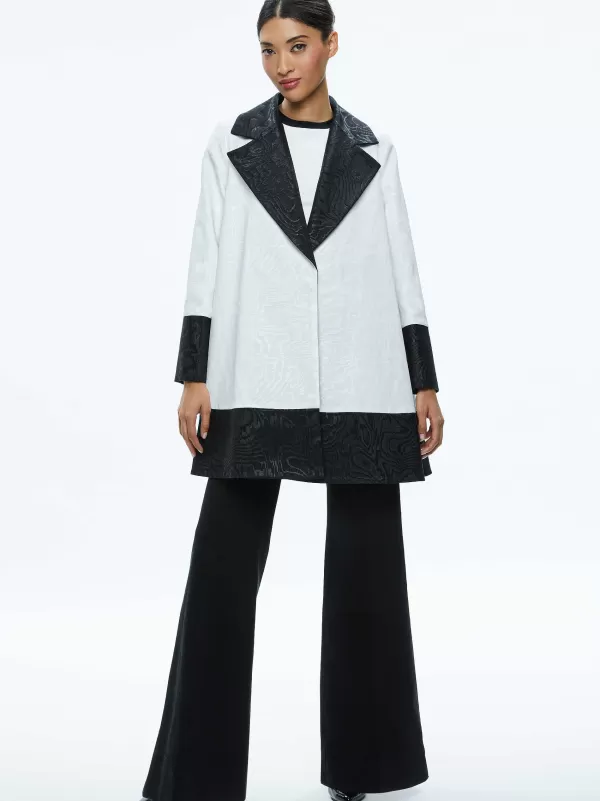 Women Alice and Olivia Paola Swing Coat With Border Detail