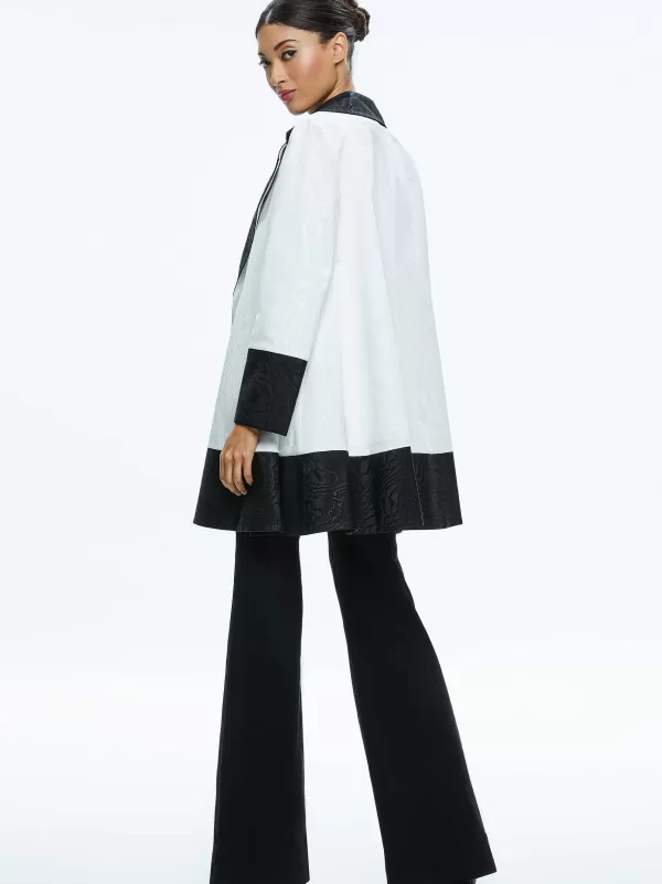 Women Alice and Olivia Paola Swing Coat With Border Detail