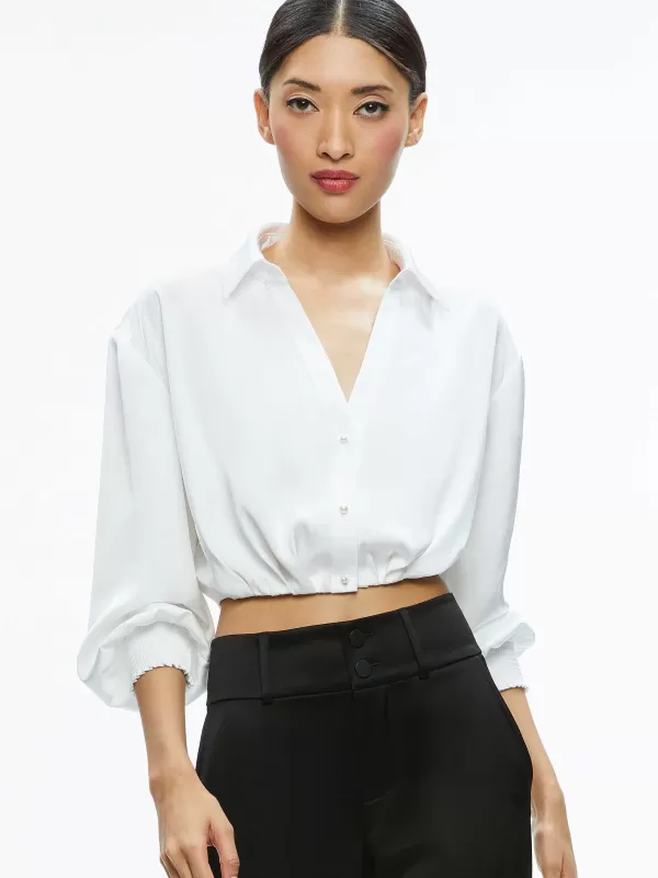 Women Alice and Olivia Pierre Pleated Back Button Down