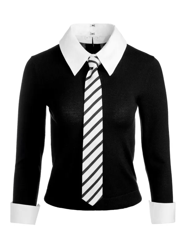 Women Alice and Olivia Porla Collared Tie Sweater