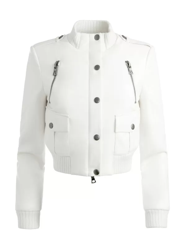 Women Alice and Olivia Ria Vegan Leather Moto Jacket