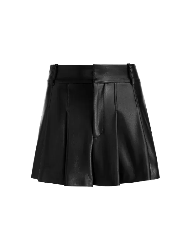 Women Alice and Olivia Scarlet High Rise Vegan Leather Flutter Shorts