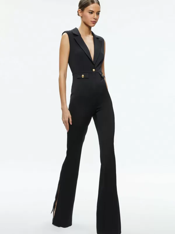 Women Alice and Olivia Shoshanna Sleeveless Tuxedo Jumpsuit