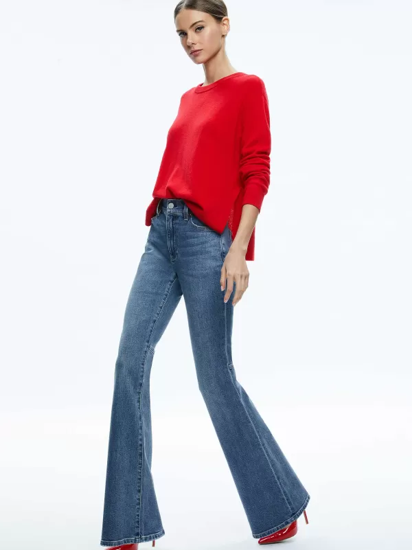 Women Alice and Olivia Stacey Mid Rise Bell Jean