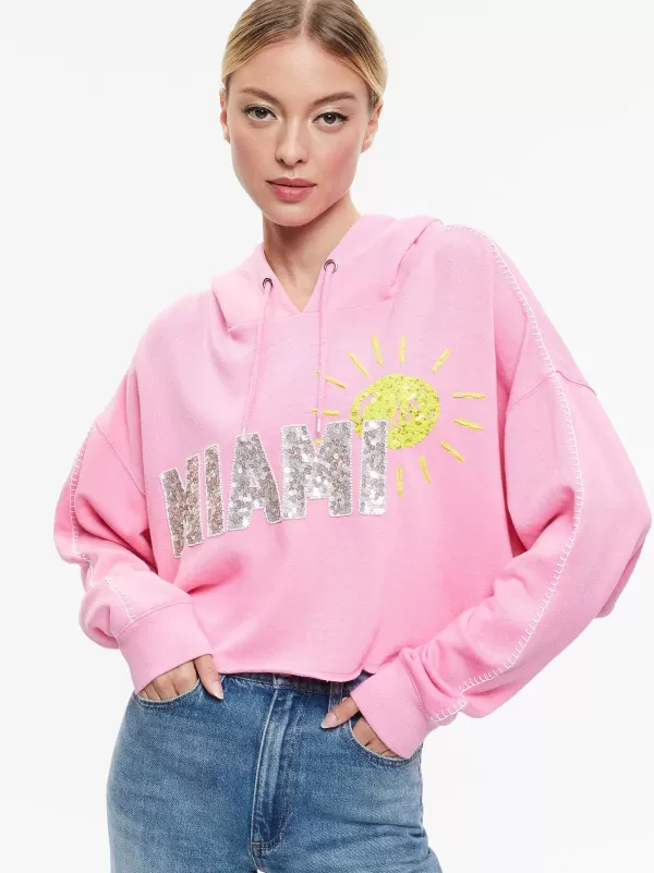 Women Alice and Olivia Sunny Boxy Cropped Hoodie