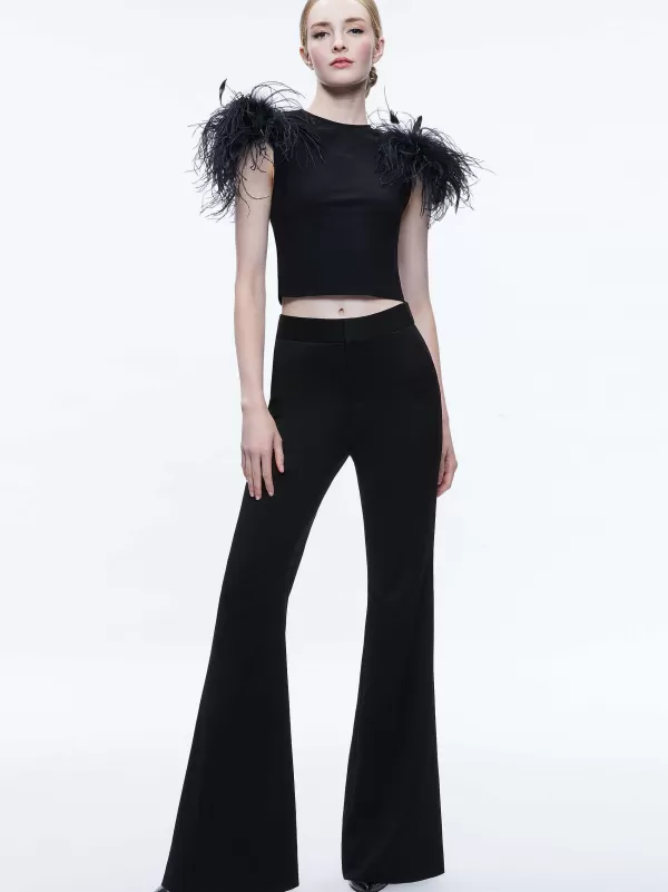 Women Alice and Olivia Tamica Feather Detail Top