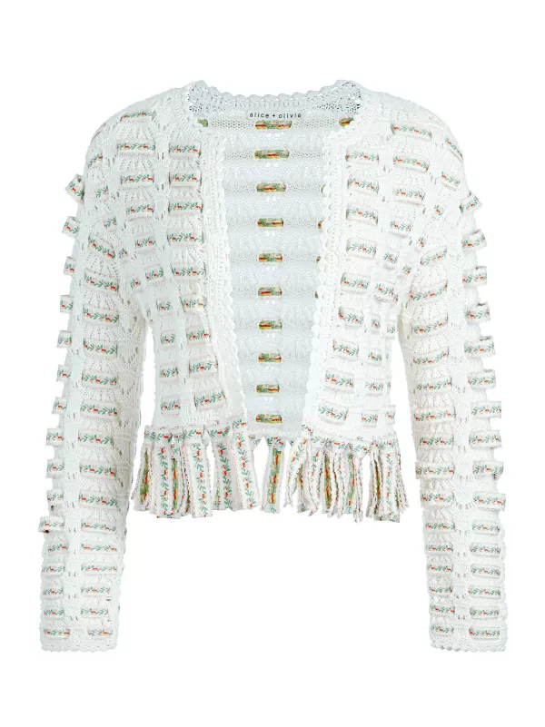 Women Alice and Olivia Tawna Ribbon Cardigan