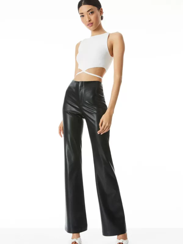 Women Alice and Olivia Teeny Vegan Leather Flare Pant