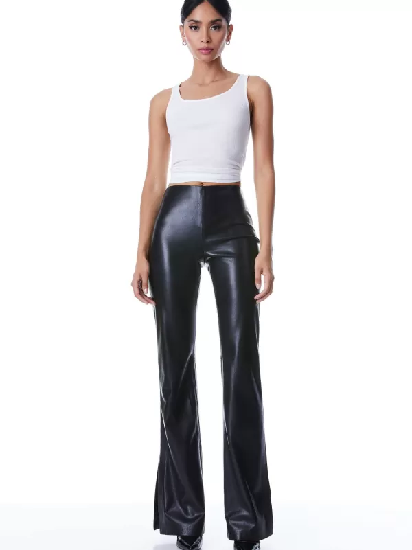 Women Alice and Olivia Teeny Vegan Leather Side Slit Pant