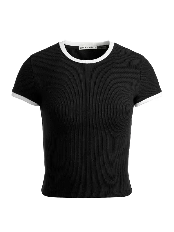 Women Alice and Olivia Tess Ribbed Baby Tee