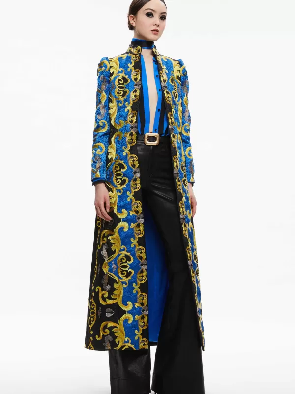 Women Alice and Olivia Thomas Embroidered Maxi Coat