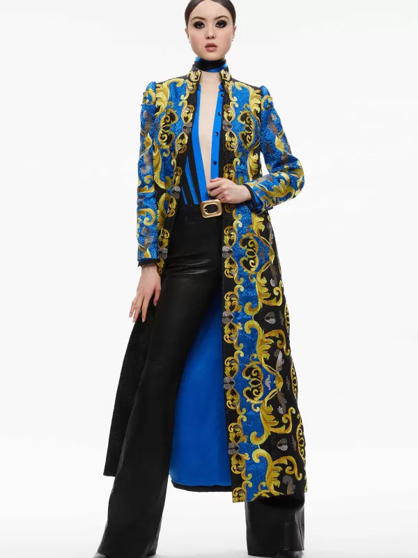 Women Alice and Olivia Thomas Embroidered Maxi Coat