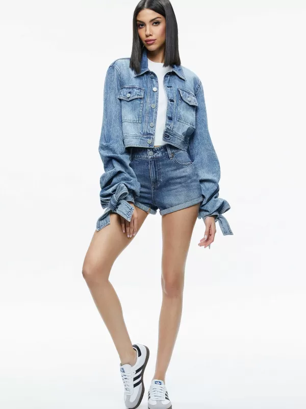 Women Alice and Olivia Tiff Denim Jacket With Bow Sleeve