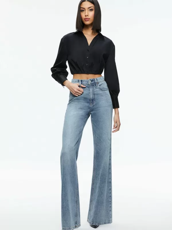 Women Alice and Olivia Trudy Cropped Button Down