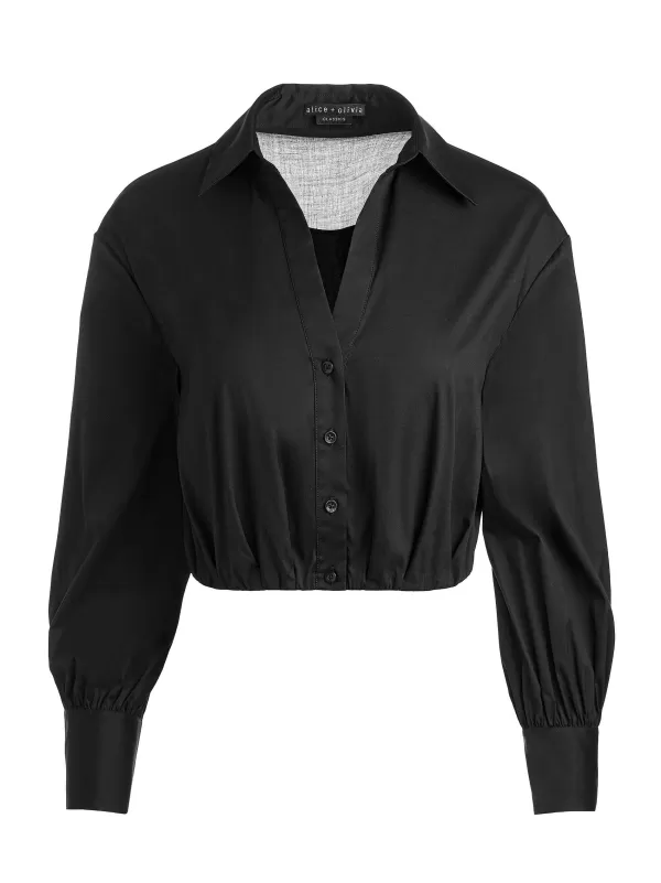 Women Alice and Olivia Trudy Cropped Button Down