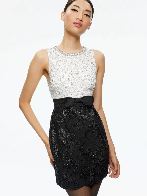 Women Alice and Olivia True Embellished Bodice Mini Dress