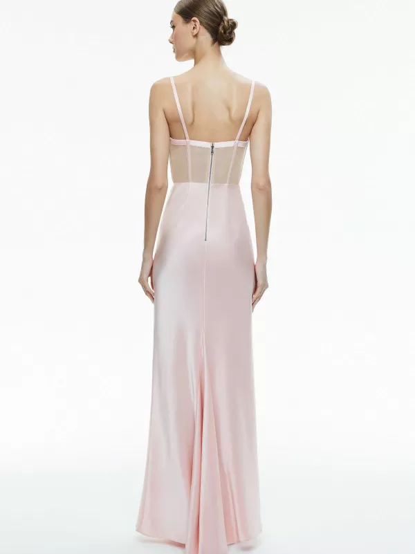 Women Alice and Olivia Valentina Draped Corset Maxi Dress