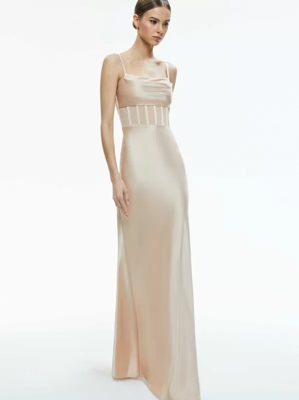 Women Alice and Olivia Valentina Draped Corset Maxi Dress