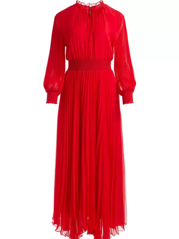 Women Alice and Olivia Vernia Blouson Sleeve Pleated Maxi Dress