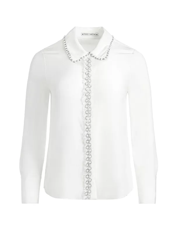 Women Alice and Olivia Willa Embellished Placket Top