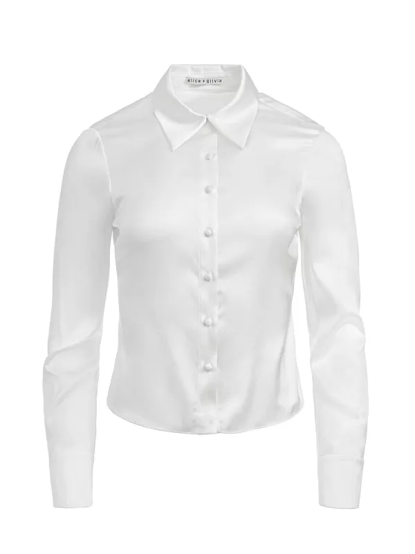 Women Alice and Olivia Willa Fitted Placket Top