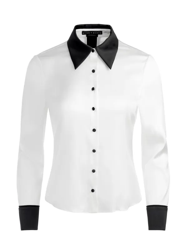 Women Alice and Olivia Willa Fitted Placket Top