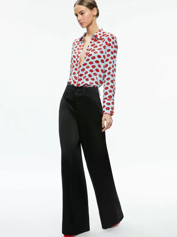 Women Alice and Olivia Willa Placket Top With Piping