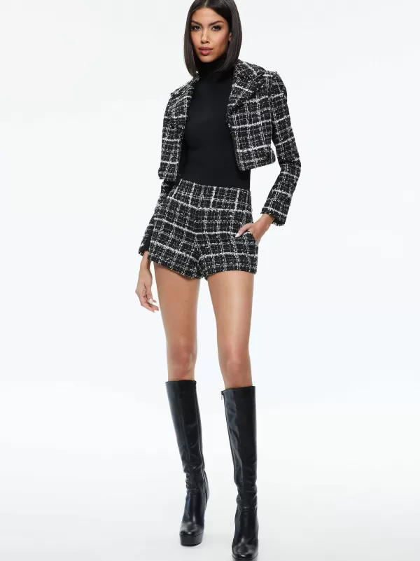 Women Alice and Olivia Yardley Cropped Fray Hem Jacket