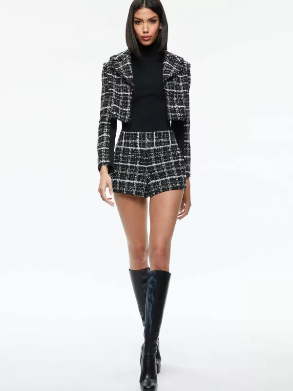 Women Alice and Olivia Yardley Cropped Fray Hem Jacket