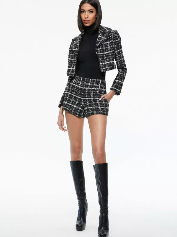 Women Alice and Olivia Yardley Cropped Fray Hem Jacket + Donald Tweed Short