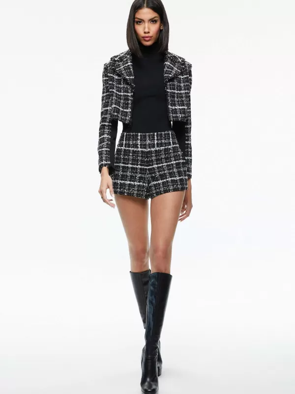 Women Alice and Olivia Yardley Cropped Fray Hem Jacket + Donald Tweed Short