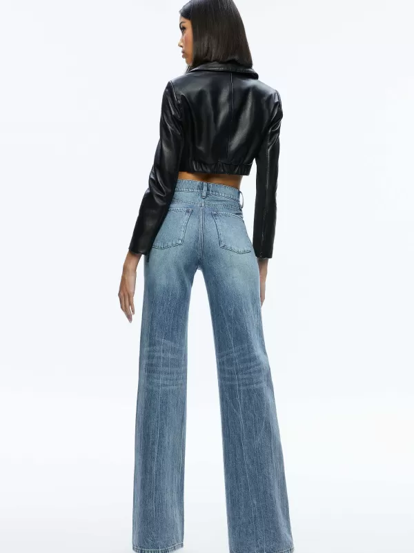 Women Alice and Olivia Yardley Leather Cropped Jacket